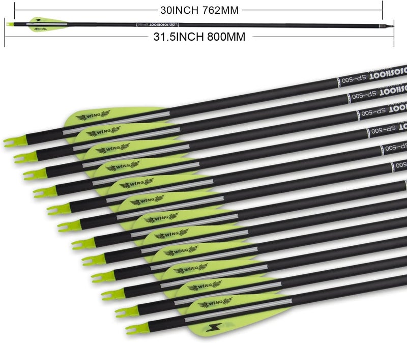 e5e10 31inch Carbon Arrow Archery Targeting Practice Hunting Arrows for Compound & Recurve Bow with Removable Tips(Pack of 12) - Image 4